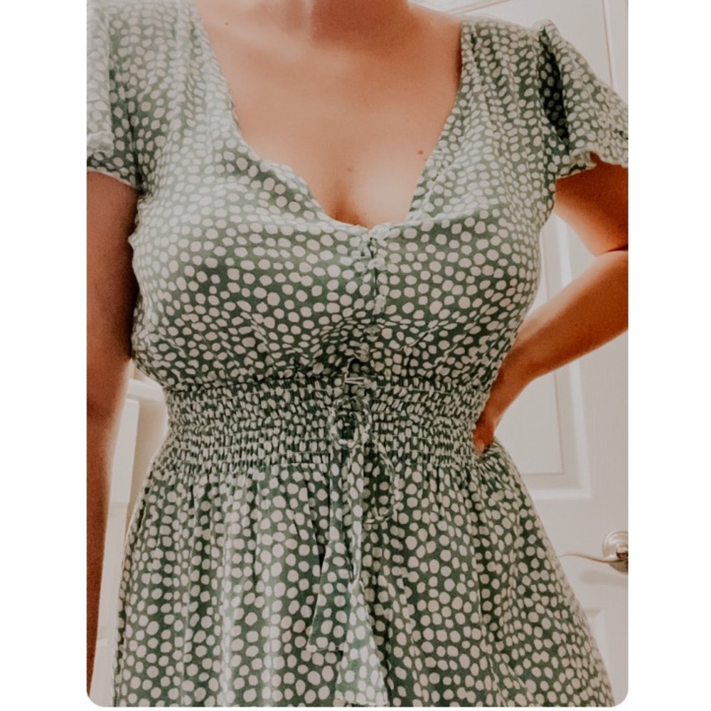 Cottagecore Green Hi-Lo Ruffle Dress Size Large